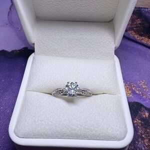 Silver Solitaire moissanite ring